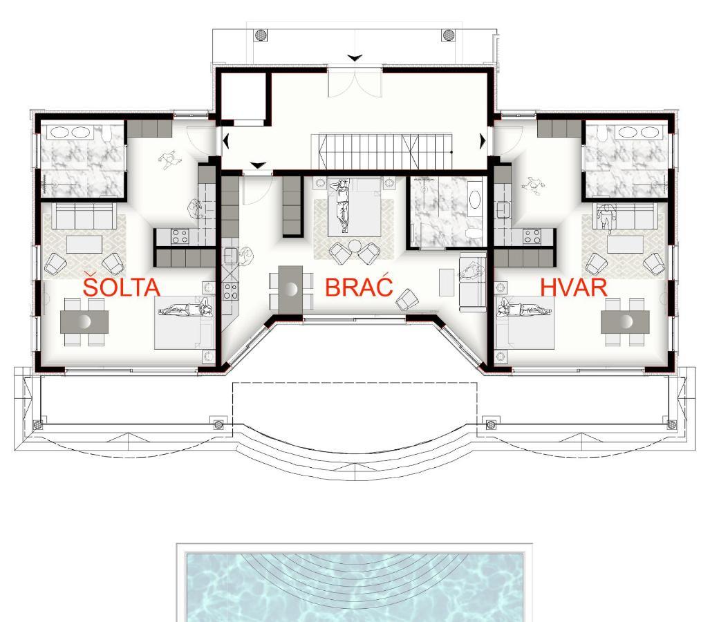 Villa Bella Vista am Meer Traù Esterno foto